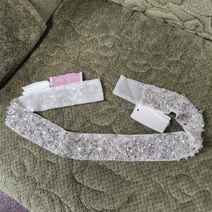 Bridal Dress Belt Ivory Rhinestone Crystal Size 16